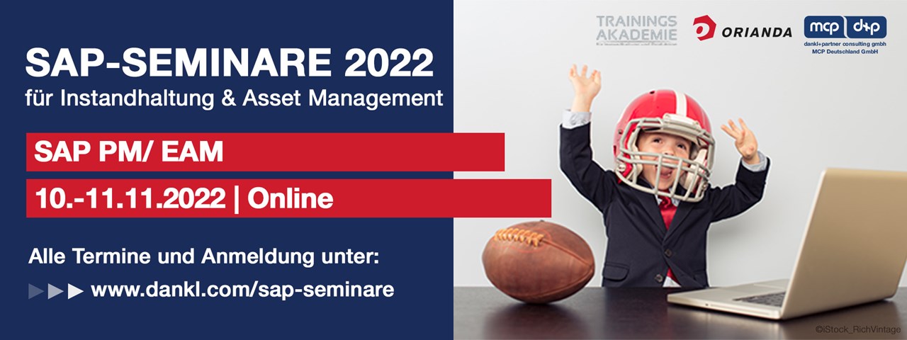 Intensivseminar SAP PM / EAM | November 2022 | Online Event News What options does SAP PM/EAM offer you for your maintenance management?